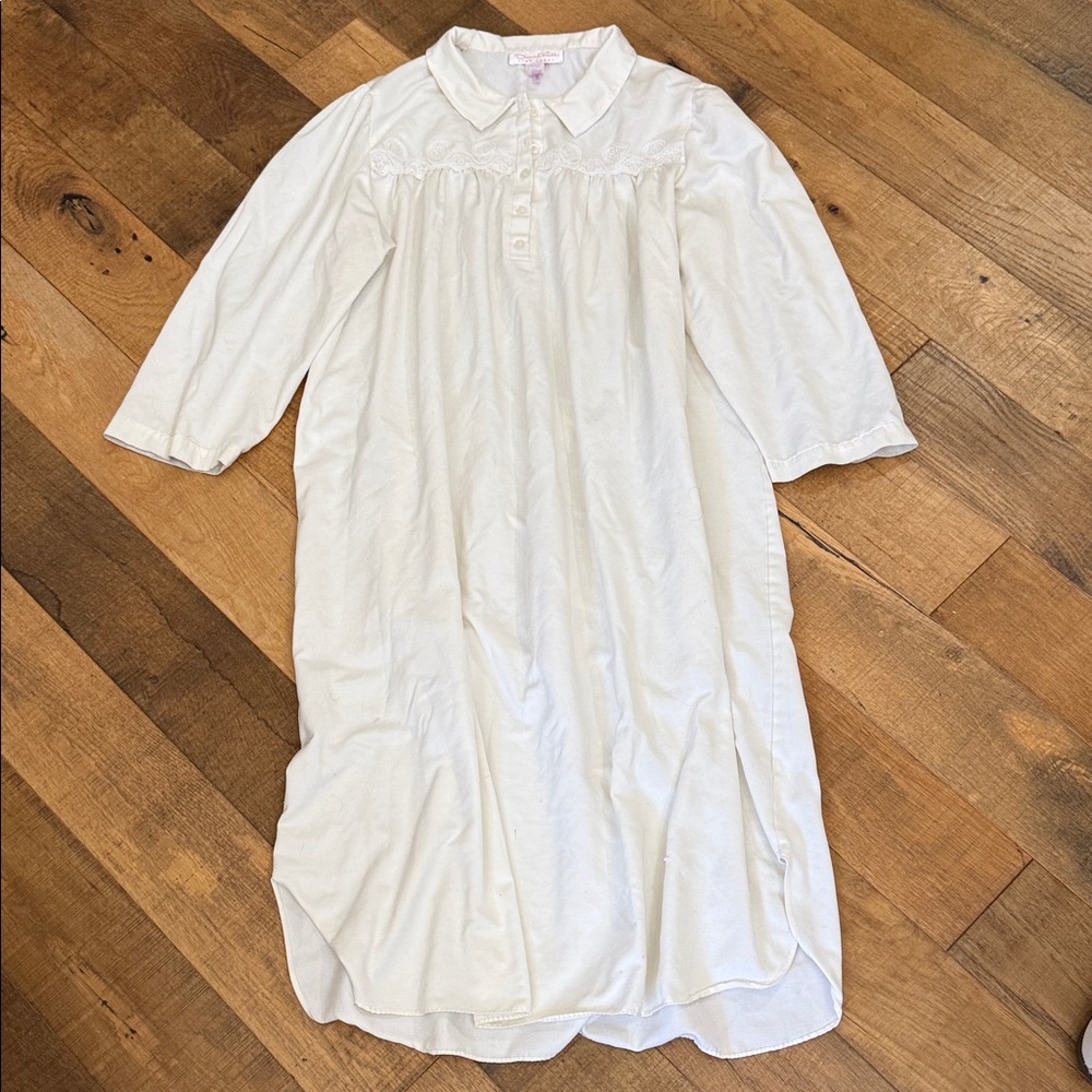 Oscar de la Renta White Cotton Nightgown